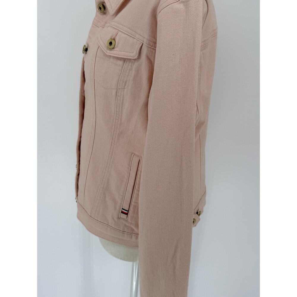 Tommy Hilfiger Womens Pale Pink Blush Denim Trucker Jacket Size Large Y2K Preppy - Picture 8 of 9
